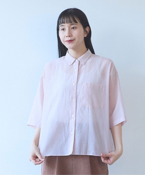yuni（ユニ　）の「C/Si short shirt（シャツ/ブラウス・レディース・ピンク/カーキ/チャコールグレー・FREE）」の8枚目の写真