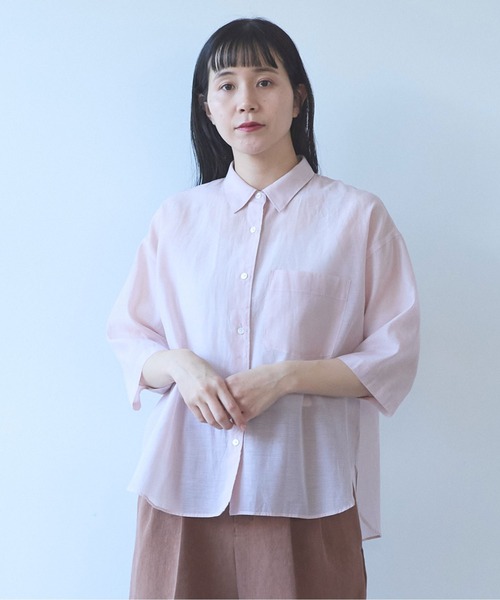 yuni（ユニ　）の「C/Si short shirt（シャツ/ブラウス・レディース・ピンク/カーキ/チャコールグレー・FREE）」の9枚目の写真
