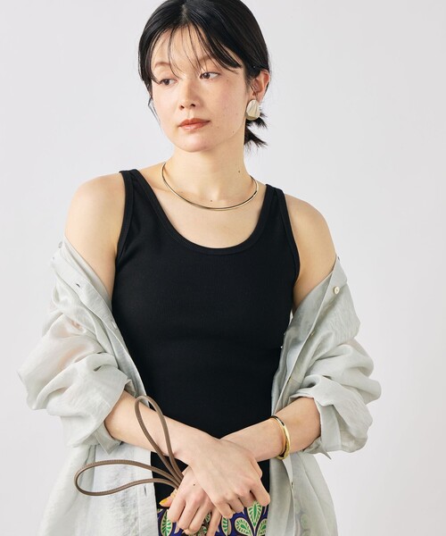 NOLLEY’S(ノーリーズ)の「ウォッシャブルヴィンテージリブ2WAYタンク(タンクトップ・レディース・ホワイト/ブラック・FREE)」の8枚目の写真