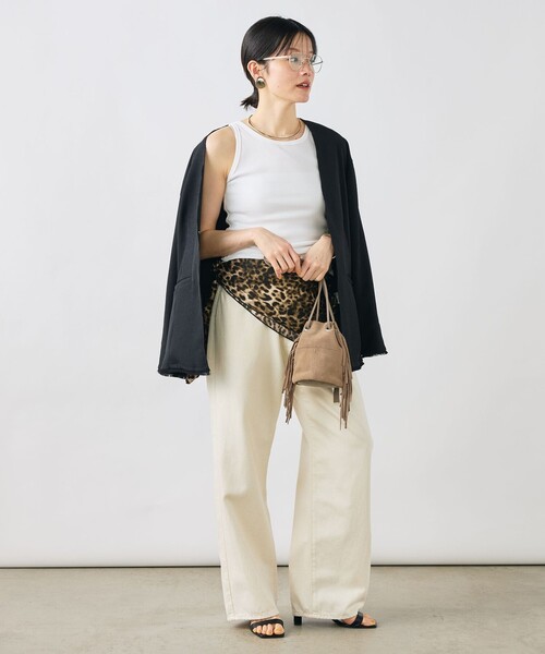 NOLLEY’S(ノーリーズ)の「ウォッシャブルヴィンテージリブ2WAYタンク(タンクトップ・レディース・ホワイト/ブラック・FREE)」の13枚目の写真