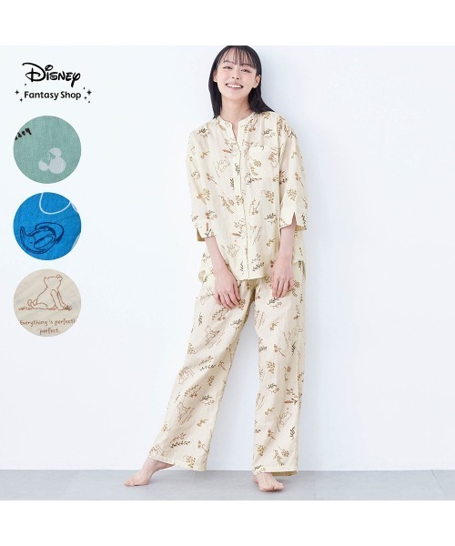 Disney(ディズニー)の「ダブルガーゼ7分袖パジャマ(ルームウェア/パジャマ・レディース・グリーン系その他/ブルー系その他/ライトベージュ・S/M/L/LL/3L)」の4枚目の写真