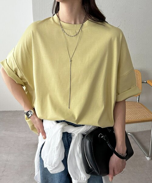 DISCOAT(ディスコート)の「【WEB限定】ドルマンビッグ半袖Tシャツ(Tシャツ/カットソー・レディース・イエロー/ブラック/ホワイト・MEDIUM)」の3枚目の写真