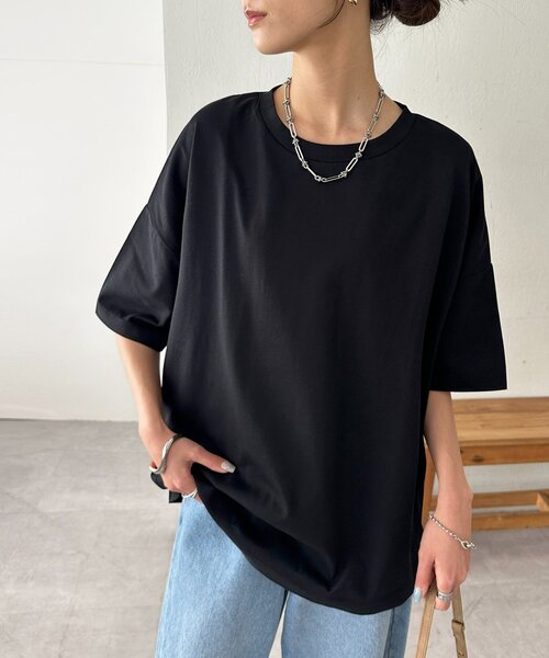 DISCOAT(ディスコート)の「【WEB限定】ドルマンビッグ半袖Tシャツ(Tシャツ/カットソー・レディース・イエロー/ブラック/ホワイト・MEDIUM)」の21枚目の写真