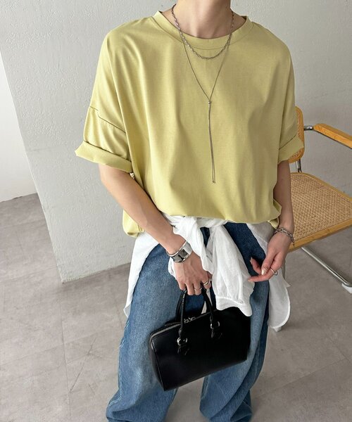 DISCOAT(ディスコート)の「【WEB限定】ドルマンビッグ半袖Tシャツ(Tシャツ/カットソー・レディース・イエロー/ブラック/ホワイト・MEDIUM)」の12枚目の写真