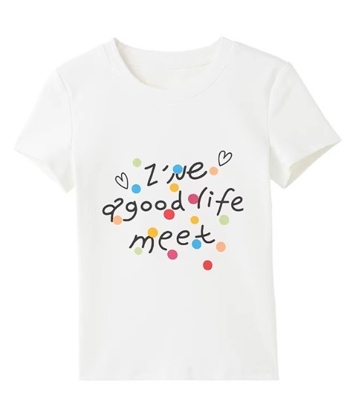Sibra(シブラ)の「カラフルドットロゴプリントコンパクトTシャツ(Tシャツ/カットソー・レディース・ホワイト・M)」の4枚目の写真