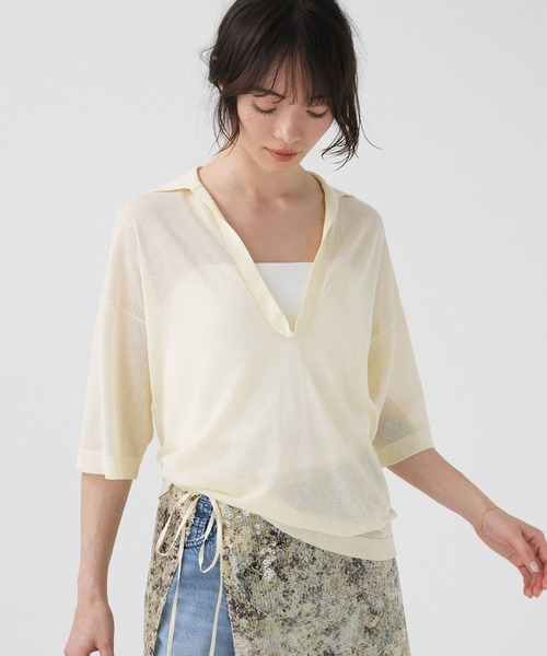 BABYLONE(バビロン)の「スキッパーポロニット(ニット/セーター・レディース・イエロー/ブラック/グレー・フリー)」の3枚目の写真