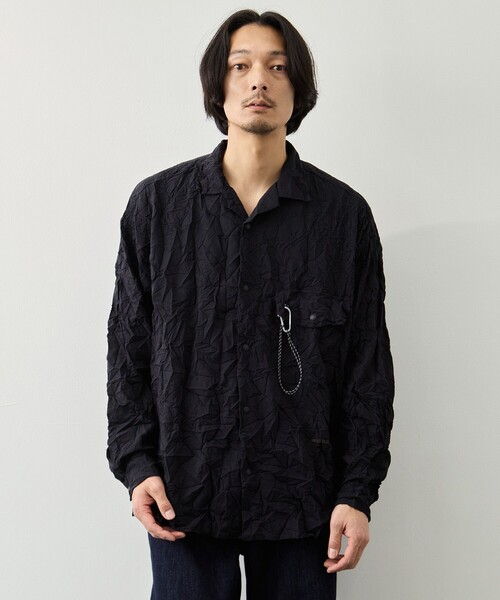 and wander(アンドワンダー)の「【and wander/アンドワンダー】washer pleated open LS shirt(シャツ/ブラウス・メンズ・ブラック/アイボリー・L/M)」の19枚目の写真