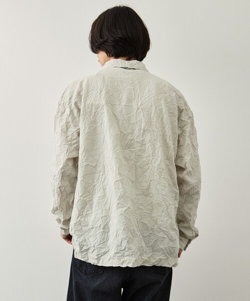 and wander(アンドワンダー)の「【and wander/アンドワンダー】washer pleated open LS shirt(シャツ/ブラウス・メンズ・ブラック/アイボリー・L/M)」の9枚目の写真