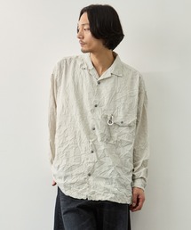 【and wander/アンドワンダー】washer pleated open LS shirt