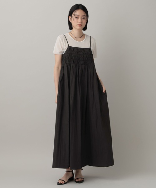 A part by（アパートバイ）の「【WEB限定】2WAYシャーリングキャミワンピース（ワンピース・レディース・ライトブラウン/ブルー系その他3/ブラック・FREE）」の4枚目の写真