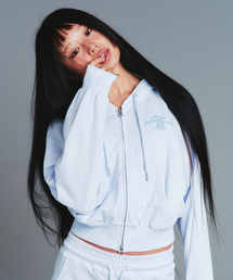CLASSIC CROP HOODIE ZIP-UP BLUE