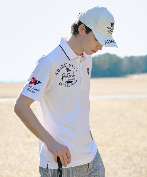 adabat（アダバット）の「【ADABAT NAVY】吸水速乾/UVカット カノコグラフィックロゴ半袖ポロシャツ（ポロシャツ・メンズ・ホワイト系1/ネイビー系・52/50/48/46）」の5枚目の写真