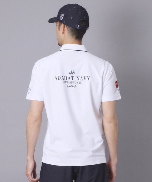 adabat（アダバット）の「【ADABAT NAVY】吸水速乾/UVカット カノコグラフィックロゴ半袖ポロシャツ（ポロシャツ・メンズ・ホワイト系1/ネイビー系・52/50/48/46）」の7枚目の写真