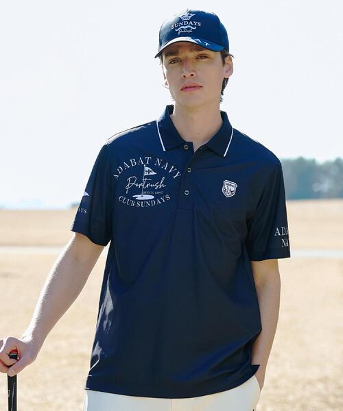 adabat（アダバット）の「【ADABAT NAVY】吸水速乾/UVカット カノコグラフィックロゴ半袖ポロシャツ（ポロシャツ・メンズ・ホワイト系1/ネイビー系・52/50/48/46）」の11枚目の写真