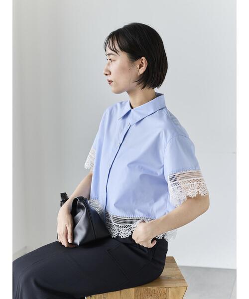 Te chichi(テチチ)の「レースヘムクロップトシャツ(シャツ/ブラウス・レディース・ベージュ/オフホワイト/サックスブルー・F)」の21枚目の写真