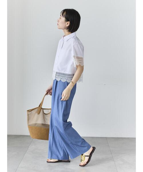 Te chichi(テチチ)の「レースヘムクロップトシャツ(シャツ/ブラウス・レディース・ベージュ/オフホワイト/サックスブルー・F)」の19枚目の写真