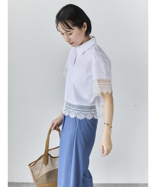 Te chichi(テチチ)の「レースヘムクロップトシャツ(シャツ/ブラウス・レディース・ベージュ/オフホワイト/サックスブルー・F)」の22枚目の写真