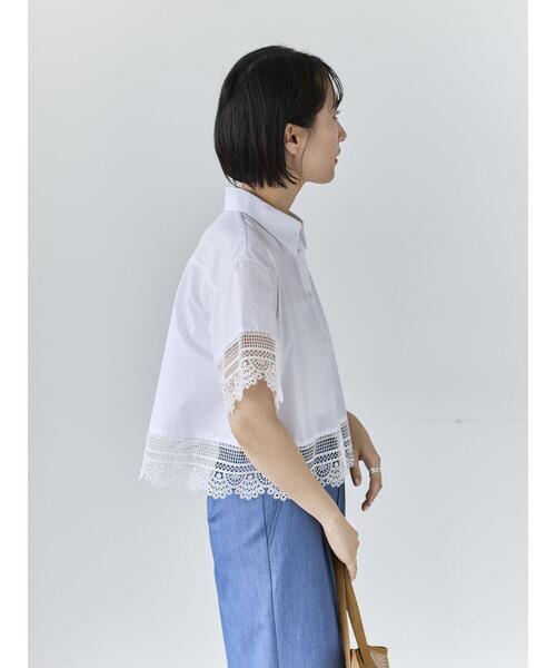 Te chichi(テチチ)の「レースヘムクロップトシャツ(シャツ/ブラウス・レディース・ベージュ/オフホワイト/サックスブルー・F)」の5枚目の写真