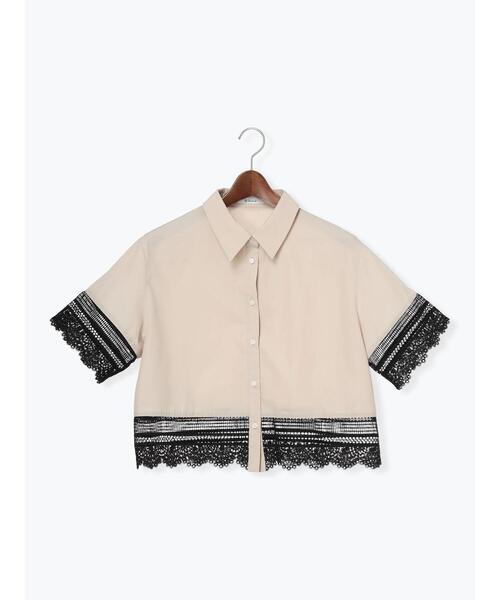 Te chichi(テチチ)の「レースヘムクロップトシャツ(シャツ/ブラウス・レディース・ベージュ/オフホワイト/サックスブルー・F)」の9枚目の写真