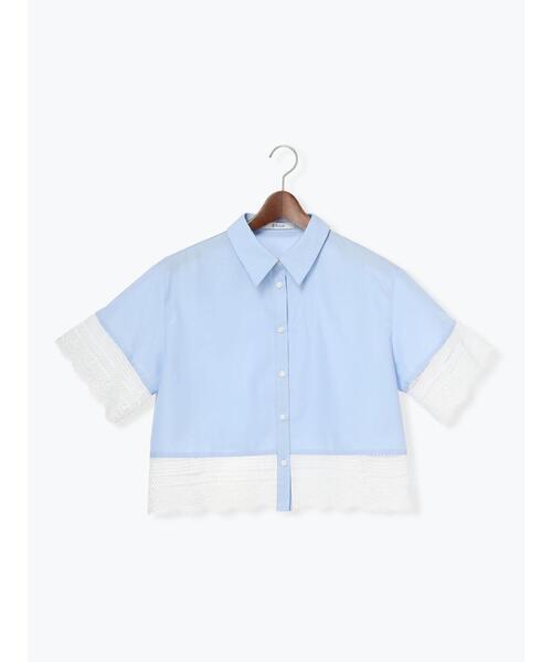 Te chichi(テチチ)の「レースヘムクロップトシャツ(シャツ/ブラウス・レディース・ベージュ/オフホワイト/サックスブルー・F)」の10枚目の写真