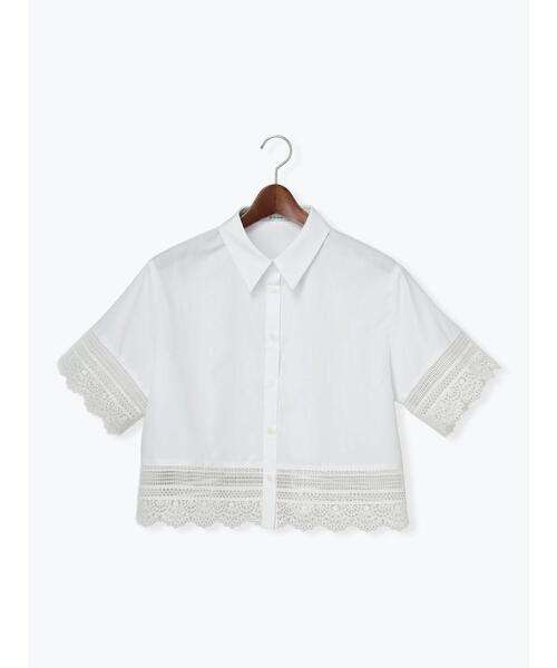 Te chichi(テチチ)の「レースヘムクロップトシャツ(シャツ/ブラウス・レディース・ベージュ/オフホワイト/サックスブルー・F)」の11枚目の写真
