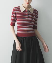 コットンシルクハーフスリーブポロ衿ニット