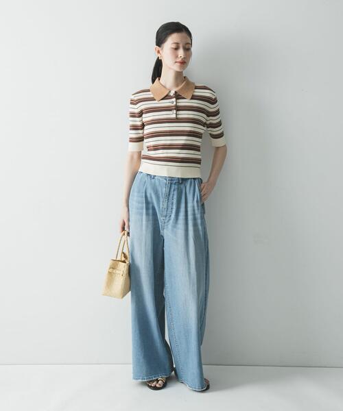 URBAN RESEARCH(アーバンリサーチ)の「コットンシルクハーフスリーブポロ衿ニット(ニット/セーター・レディース・ブラウン系その他/ホワイト系その他/レッド系その他・FREE)」の10枚目の写真