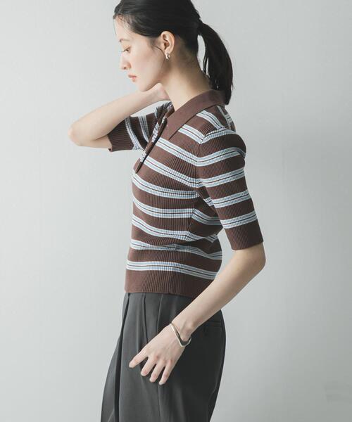 URBAN RESEARCH(アーバンリサーチ)の「コットンシルクハーフスリーブポロ衿ニット(ニット/セーター・レディース・ブラウン系その他/ホワイト系その他/レッド系その他・FREE)」の15枚目の写真
