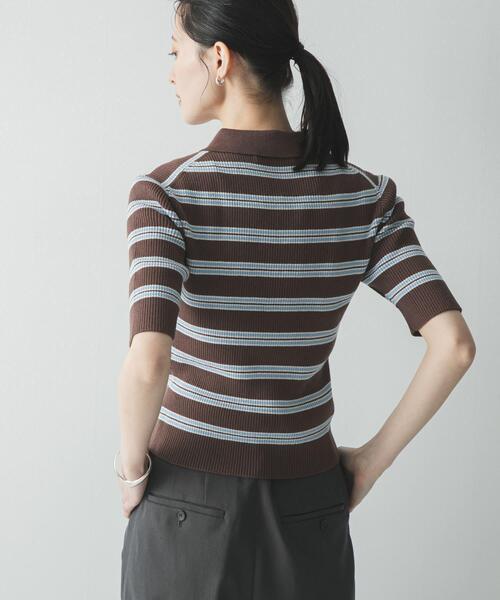 URBAN RESEARCH(アーバンリサーチ)の「コットンシルクハーフスリーブポロ衿ニット(ニット/セーター・レディース・ブラウン系その他/ホワイト系その他/レッド系その他・FREE)」の16枚目の写真