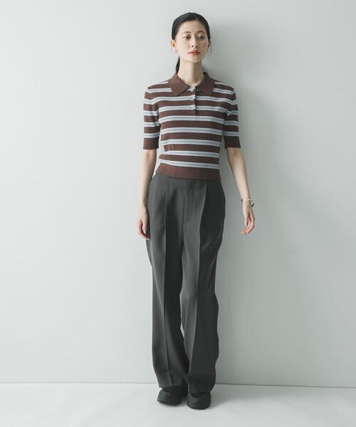 URBAN RESEARCH(アーバンリサーチ)の「コットンシルクハーフスリーブポロ衿ニット(ニット/セーター・レディース・ブラウン系その他/ホワイト系その他/レッド系その他・FREE)」の18枚目の写真