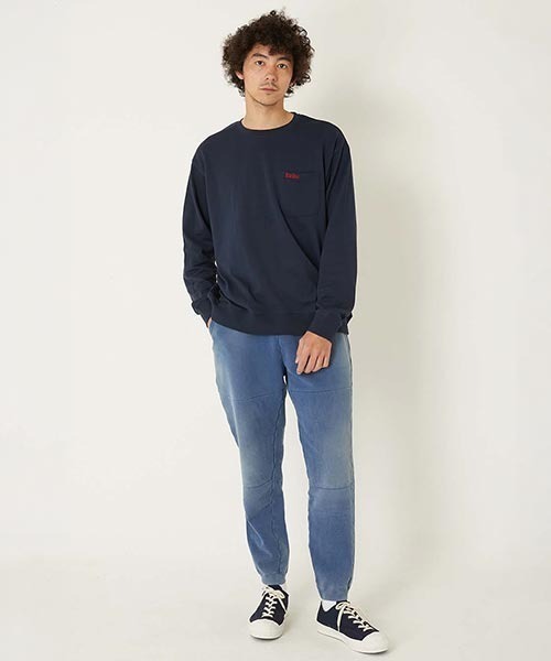 BLUE BLUE(ブルーブルー)の「FRUIT OF THE LOOM × BLUE BLUE /ニットライククルーネックポケットシャツ(スウェット・メンズ・ホワイト/ネイビー・S/M/L)」の13枚目の写真