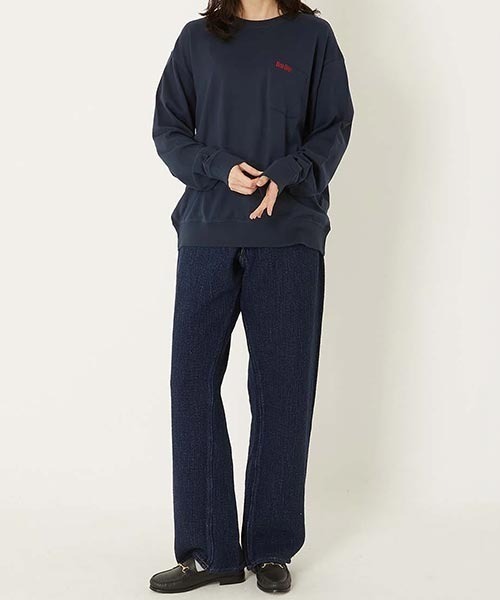 BLUE BLUE(ブルーブルー)の「FRUIT OF THE LOOM × BLUE BLUE /ニットライククルーネックポケットシャツ(スウェット・メンズ・ホワイト/ネイビー・S/M/L)」の15枚目の写真