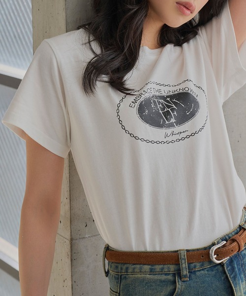 KOBE LETTUCE(コウベレタス)の「かすれプリントTシャツ(Tシャツ/カットソー・レディース・オフホワイト/ブラック・M)」の10枚目の写真