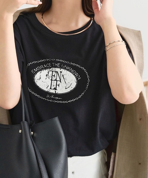 KOBE LETTUCE(コウベレタス)の「かすれプリントTシャツ(Tシャツ/カットソー・レディース・オフホワイト/ブラック・M)」の7枚目の写真