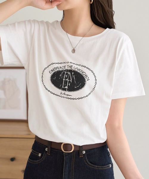 KOBE LETTUCE(コウベレタス)の「かすれプリントTシャツ(Tシャツ/カットソー・レディース・オフホワイト/ブラック・M)」の18枚目の写真