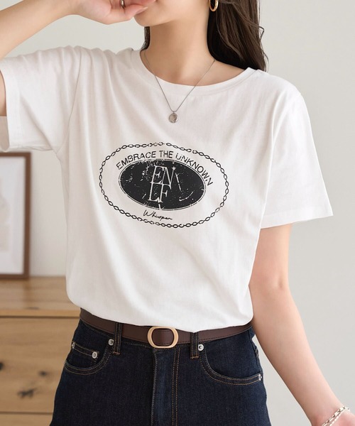 KOBE LETTUCE(コウベレタス)の「かすれプリントTシャツ(Tシャツ/カットソー・レディース・オフホワイト/ブラック・M)」の19枚目の写真