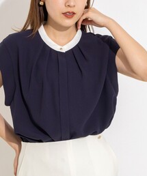 ウォッシャブルパール釦スキッパータックブラウス（シャツ/ブラウス