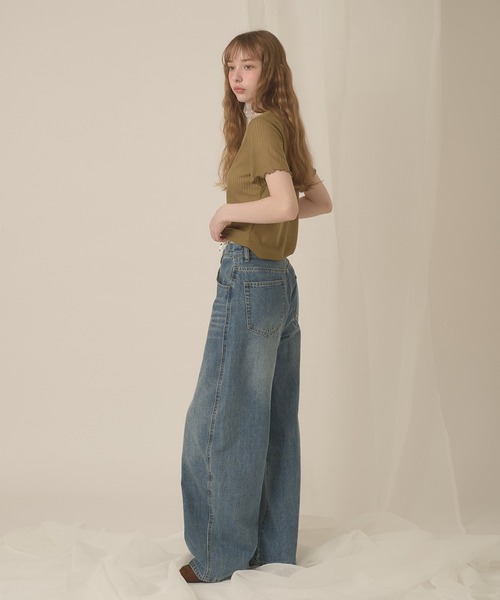 hazyl（ヘイジル）の「sheer rib henley tops / シアーリブヘンリートップス（Tシャツ/カットソー・レディース・カーキ/アイボリー・フリー）」の19枚目の写真