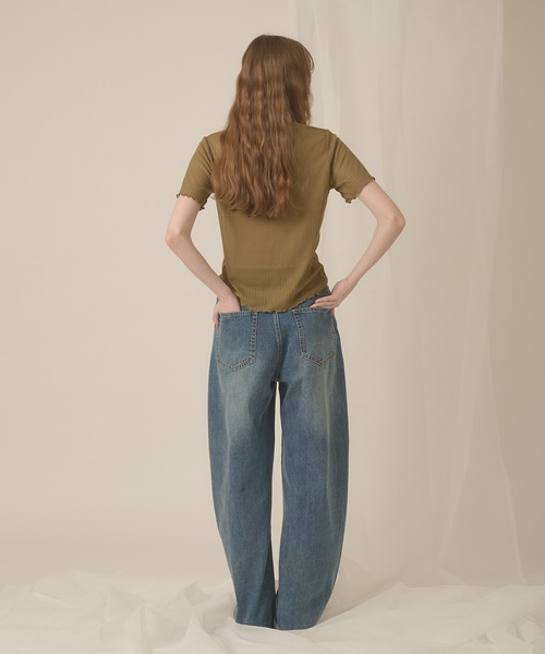 hazyl（ヘイジル）の「sheer rib henley tops / シアーリブヘンリートップス（Tシャツ/カットソー・レディース・カーキ/アイボリー・フリー）」の20枚目の写真