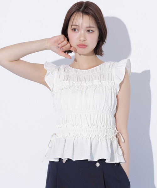 JILL by JILL STUART(ジルバイジルスチュアート)の「シャーリングフリルブラウス(シャツ/ブラウス・レディース・ブラック系その他/レッド系その他/ホワイト系その他・FREE)」の7枚目の写真