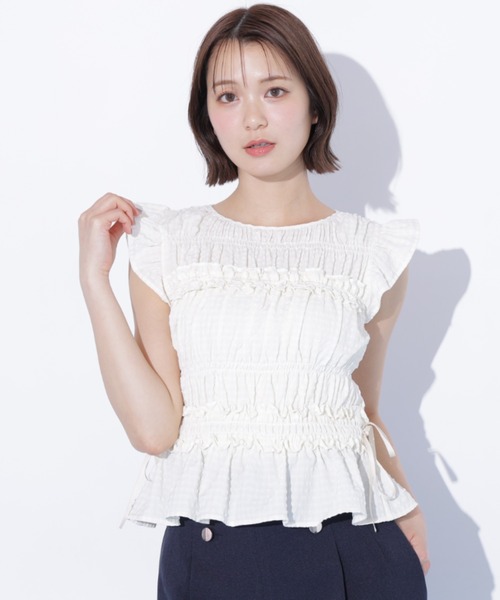 JILL by JILL STUART(ジルバイジルスチュアート)の「シャーリングフリルブラウス(シャツ/ブラウス・レディース・ブラック系その他/レッド系その他/ホワイト系その他・FREE)」の6枚目の写真