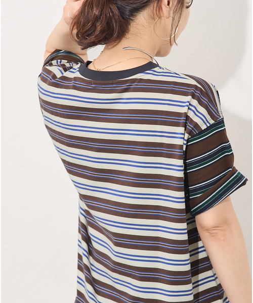 JOURNAL STANDARD(ジャーナルスタンダード)の「クレイジーボーダーTEE(Tシャツ/カットソー・レディース・パープル/ブラウン/ブラック・FREE)」の7枚目の写真