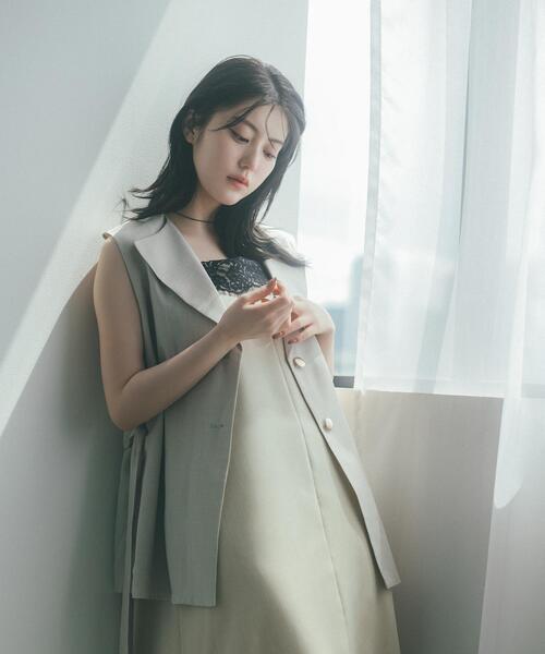NATURAL BEAUTY BASIC(ナチュラルビューティーベーシック)の「ベルテッドジレ(ベスト・レディース・ベージュ/ブラウン・フリ-)」の2枚目の写真