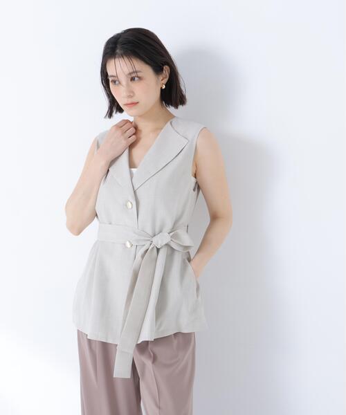 NATURAL BEAUTY BASIC(ナチュラルビューティーベーシック)の「ベルテッドジレ(ベスト・レディース・ベージュ/ブラウン・フリ-)」の5枚目の写真