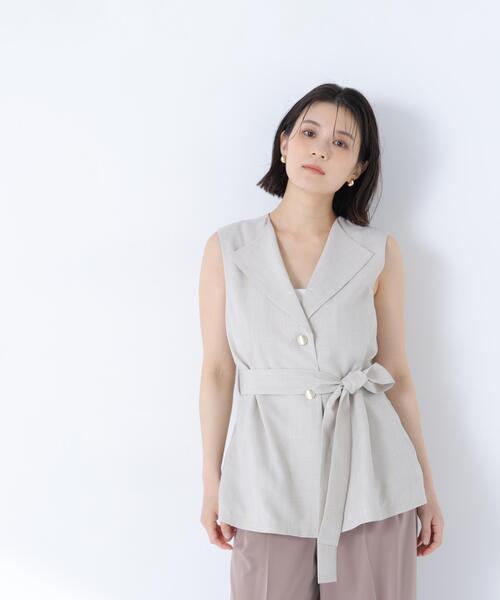NATURAL BEAUTY BASIC(ナチュラルビューティーベーシック)の「ベルテッドジレ(ベスト・レディース・ベージュ/ブラウン・フリ-)」の7枚目の写真