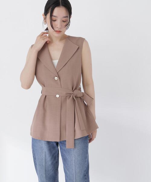 NATURAL BEAUTY BASIC(ナチュラルビューティーベーシック)の「ベルテッドジレ(ベスト・レディース・ベージュ/ブラウン・フリ-)」の15枚目の写真