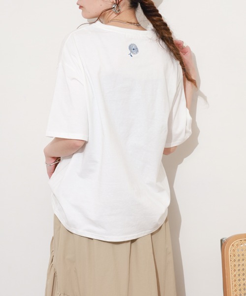 BARNDOOR（バーンドア）の「20/-天竺 ダリア プリント T 26SS 半袖（Tシャツ/カットソー・レディース・ネイビー/杢グレー/オフホワイト・FREE）」の7枚目の写真