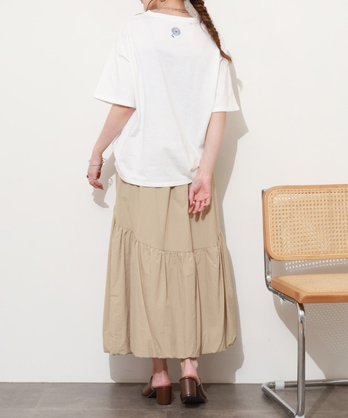 BARNDOOR（バーンドア）の「20/-天竺 ダリア プリント T 26SS 半袖（Tシャツ/カットソー・レディース・ネイビー/杢グレー/オフホワイト・FREE）」の9枚目の写真
