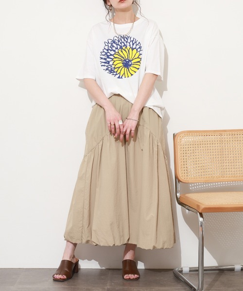 BARNDOOR（バーンドア）の「20/-天竺 ダリア プリント T 26SS 半袖（Tシャツ/カットソー・レディース・ネイビー/杢グレー/オフホワイト・FREE）」の8枚目の写真