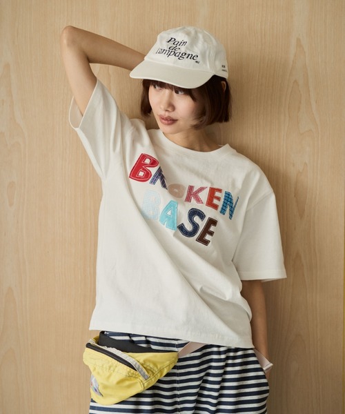 BROKEN BASE(ブロークンベース)の「BROKENBASE Handmade Like Patchwork Tee / BROKENBASE ハンドメイドライクパッチワークTee(Tシャツ/カットソー・メンズ・ネイビー/ホワイト/イエロー・SMALL/LARGE/MEDIUM)」の4枚目の写真